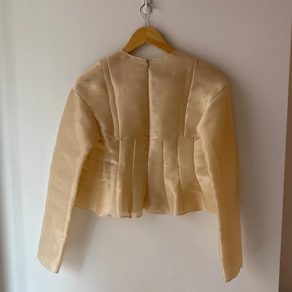 Chic Cream Organza Structured Blouse - Picture 3 of 3